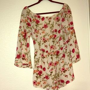 Kimono style sleeve off the shoulder romper